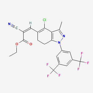 molecular formula C22H16ClF6N3O2 B8141756 ethyl (Z)-3-[1-[3,5-bis(trifluoromethyl)phenyl]-4-chloro-3-methyl-6,7-dihydroindazol-5-yl]-2-cyanoprop-2-enoate 