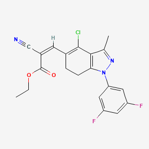 molecular formula C20H16ClF2N3O2 B8141773 ethyl (Z)-3-[4-chloro-1-(3,5-difluorophenyl)-3-methyl-6,7-dihydroindazol-5-yl]-2-cyanoprop-2-enoate 