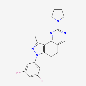 molecular formula C20H19F2N5 B8141776 7-(3,5-Difluorophenyl)-9-methyl-2-pyrrolidin-1-yl-5,6-dihydropyrazolo[3,4-h]quinazoline 