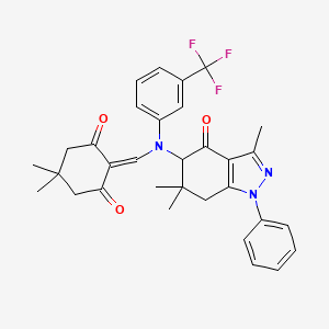 5,5-dimethyl-2-[[3-(trifluoromethyl)-N-(3,6,6-trimethyl-4-oxo-1-phenyl-5,7-dihydroindazol-5-yl)anilino]methylidene]cyclohexane-1,3-dione