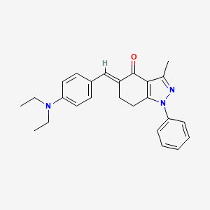 molecular formula C25H27N3O B8141827 (5E)-5-[[4-(diethylamino)phenyl]methylidene]-3-methyl-1-phenyl-6,7-dihydroindazol-4-one 