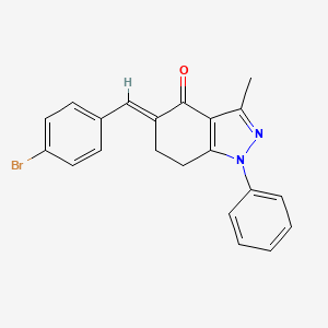 molecular formula C21H17BrN2O B8141832 (5E)-5-[(4-bromophenyl)methylidene]-3-methyl-1-phenyl-6,7-dihydroindazol-4-one 