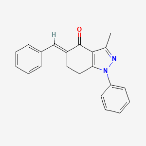 molecular formula C21H18N2O B8141837 (5E)-5-benzylidene-3-methyl-1-phenyl-6,7-dihydroindazol-4-one 