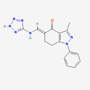 molecular formula C16H15N7O B8141844 (5E)-3-methyl-1-phenyl-5-[(2H-tetrazol-5-ylamino)methylidene]-6,7-dihydroindazol-4-one 