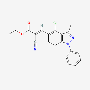 molecular formula C20H18ClN3O2 B8141854 ethyl (E)-3-(4-chloro-3-methyl-1-phenyl-6,7-dihydroindazol-5-yl)-2-cyanoprop-2-enoate 