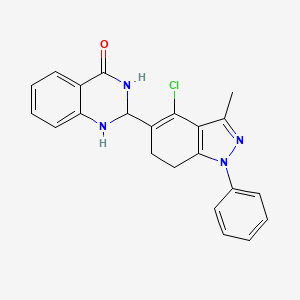 molecular formula C22H19ClN4O B8141867 2-(4-chloro-3-methyl-1-phenyl-6,7-dihydroindazol-5-yl)-2,3-dihydro-1H-quinazolin-4-one 