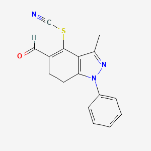 molecular formula C16H13N3OS B8141870 (5-Formyl-3-methyl-1-phenyl-6,7-dihydroindazol-4-yl) thiocyanate 
