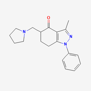 molecular formula C19H23N3O B8141872 3-methyl-1-phenyl-5-(pyrrolidin-1-ylmethyl)-6,7-dihydro-5H-indazol-4-one 