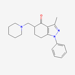 molecular formula C20H25N3O B8141873 3-methyl-1-phenyl-5-(piperidin-1-ylmethyl)-6,7-dihydro-5H-indazol-4-one 