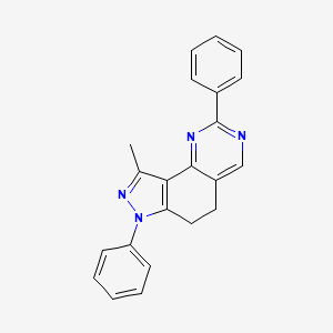 molecular formula C22H18N4 B8141890 9-Methyl-2,7-diphenyl-5,6-dihydropyrazolo[3,4-h]quinazoline 