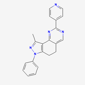 molecular formula C21H17N5 B8141895 9-Methyl-7-phenyl-2-pyridin-4-yl-5,6-dihydropyrazolo[3,4-h]quinazoline 