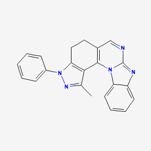 molecular formula C22H17N5 B8141896 4-Methyl-6-phenyl-1,5,6,12,14-pentazapentacyclo[11.7.0.02,10.03,7.015,20]icosa-2(10),3(7),4,11,13,15,17,19-octaene 