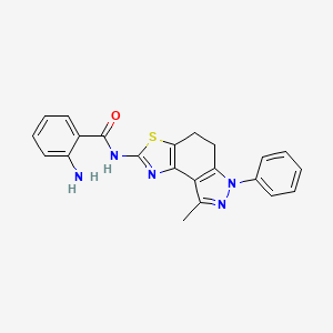 molecular formula C22H19N5OS B8141977 2-amino-N-(8-methyl-6-phenyl-4,5-dihydropyrazolo[4,3-e][1,3]benzothiazol-2-yl)benzamide 