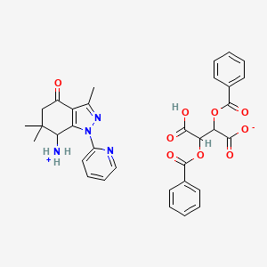 molecular formula C33H32N4O9 B8141989 2,3-Dibenzoyloxy-4-hydroxy-4-oxobutanoate;(3,6,6-trimethyl-4-oxo-1-pyridin-2-yl-5,7-dihydroindazol-7-yl)azanium 