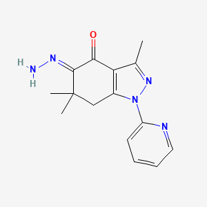 (5E)-5-hydrazinylidene-3,6,6-trimethyl-1-pyridin-2-yl-7H-indazol-4-one