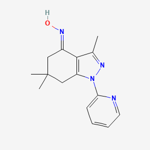molecular formula C15H18N4O B8142015 (NE)-N-(3,6,6-trimethyl-1-pyridin-2-yl-5,7-dihydroindazol-4-ylidene)hydroxylamine 