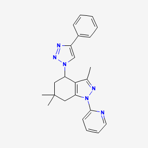 molecular formula C23H24N6 B8142032 3,6,6-trimethyl-4-(4-phenyltriazol-1-yl)-1-pyridin-2-yl-5,7-dihydro-4H-indazole 