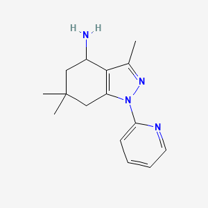 molecular formula C15H20N4 B8142037 3,6,6-trimethyl-1-pyridin-2-yl-5,7-dihydro-4H-indazol-4-amine 