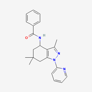 molecular formula C22H24N4O B8142054 N-(3,6,6-trimethyl-1-pyridin-2-yl-5,7-dihydro-4H-indazol-4-yl)benzamide 