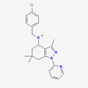molecular formula C22H25BrN4 B8142084 N-[(4-bromophenyl)methyl]-3,6,6-trimethyl-1-pyridin-2-yl-5,7-dihydro-4H-indazol-4-amine 