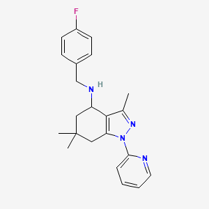 molecular formula C22H25FN4 B8142091 N-[(4-fluorophenyl)methyl]-3,6,6-trimethyl-1-pyridin-2-yl-5,7-dihydro-4H-indazol-4-amine 