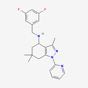 molecular formula C22H24F2N4 B8142102 N-[(3,5-difluorophenyl)methyl]-3,6,6-trimethyl-1-pyridin-2-yl-5,7-dihydro-4H-indazol-4-amine 
