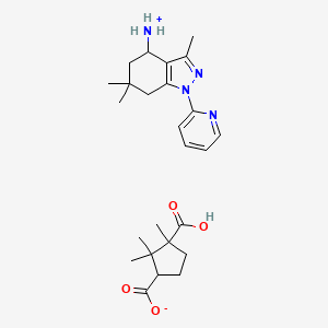 3-carboxy-2,2,3-trimethylcyclopentane-1-carboxylate;(3,6,6-trimethyl-1-pyridin-2-yl-5,7-dihydro-4H-indazol-4-yl)azanium