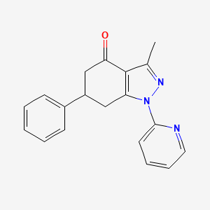 molecular formula C19H17N3O B8142124 3-methyl-6-phenyl-1-pyridin-2-yl-6,7-dihydro-5H-indazol-4-one 