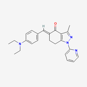 molecular formula C24H26N4O B8142127 (5E)-5-[[4-(diethylamino)phenyl]methylidene]-3-methyl-1-pyridin-2-yl-6,7-dihydroindazol-4-one 