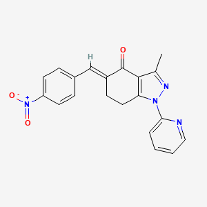 molecular formula C20H16N4O3 B8142131 (5E)-3-methyl-5-[(4-nitrophenyl)methylidene]-1-pyridin-2-yl-6,7-dihydroindazol-4-one 