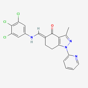 molecular formula C20H15Cl3N4O B8142147 (5E)-3-methyl-1-pyridin-2-yl-5-[(3,4,5-trichloroanilino)methylidene]-6,7-dihydroindazol-4-one 