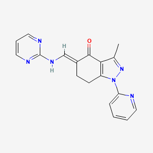 molecular formula C18H16N6O B8142163 (5E)-3-methyl-1-pyridin-2-yl-5-[(pyrimidin-2-ylamino)methylidene]-6,7-dihydroindazol-4-one 