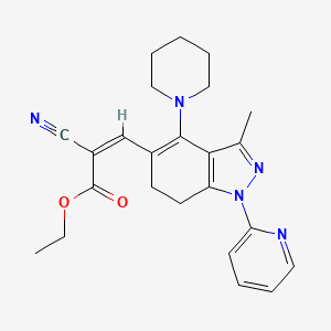 molecular formula C24H27N5O2 B8142166 ethyl (Z)-2-cyano-3-(3-methyl-4-piperidin-1-yl-1-pyridin-2-yl-6,7-dihydroindazol-5-yl)prop-2-enoate 