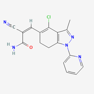 molecular formula C17H14ClN5O B8142175 (Z)-3-(4-chloro-3-methyl-1-pyridin-2-yl-6,7-dihydroindazol-5-yl)-2-cyanoprop-2-enamide 