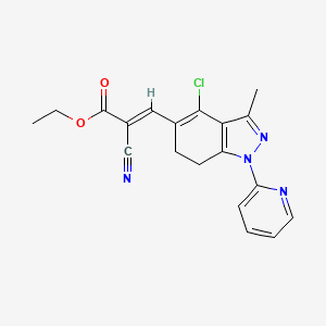 molecular formula C19H17ClN4O2 B8142179 ethyl (E)-3-(4-chloro-3-methyl-1-pyridin-2-yl-6,7-dihydroindazol-5-yl)-2-cyanoprop-2-enoate 
