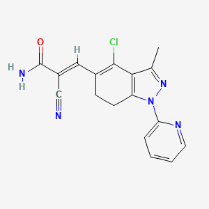 molecular formula C17H14ClN5O B8142181 (E)-3-(4-chloro-3-methyl-1-pyridin-2-yl-6,7-dihydroindazol-5-yl)-2-cyanoprop-2-enamide 