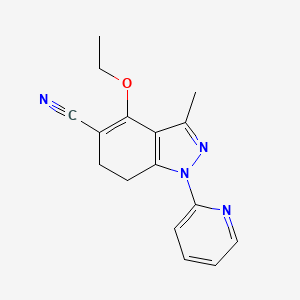 molecular formula C16H16N4O B8142196 4-Ethoxy-3-methyl-1-pyridin-2-yl-6,7-dihydroindazole-5-carbonitrile 