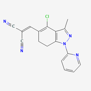 molecular formula C17H12ClN5 B8142198 2-[(4-Chloro-3-methyl-1-pyridin-2-yl-6,7-dihydroindazol-5-yl)methylidene]propanedinitrile 