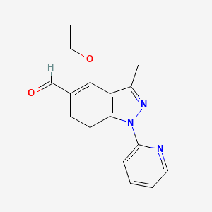 molecular formula C16H17N3O2 B8142204 4-Ethoxy-3-methyl-1-pyridin-2-yl-6,7-dihydroindazole-5-carbaldehyde 