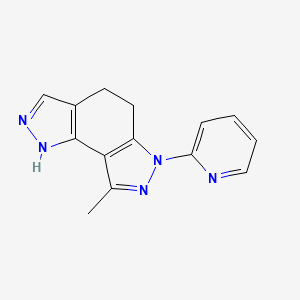 molecular formula C14H13N5 B8142229 8-methyl-6-pyridin-2-yl-4,5-dihydro-1H-pyrazolo[3,4-e]indazole 