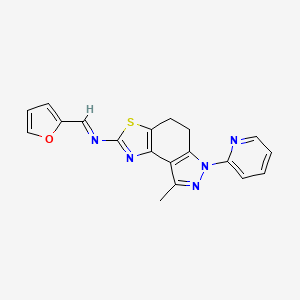 (E)-1-(furan-2-yl)-N-(8-methyl-6-pyridin-2-yl-4,5-dihydropyrazolo[4,3-e][1,3]benzothiazol-2-yl)methanimine