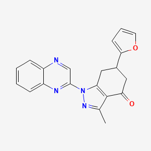 molecular formula C20H16N4O2 B8142278 6-(furan-2-yl)-3-methyl-1-quinoxalin-2-yl-6,7-dihydro-5H-indazol-4-one 