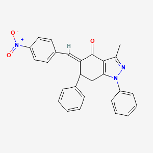 (5E)-3-methyl-5-[(4-nitrophenyl)methylidene]-1,6-diphenyl-6,7-dihydroindazol-4-one