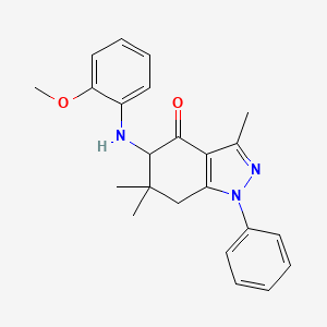 molecular formula C23H25N3O2 B8142314 5-(2-Methoxyanilino)-3,6,6-trimethyl-1-phenyl-5,7-dihydroindazol-4-one 