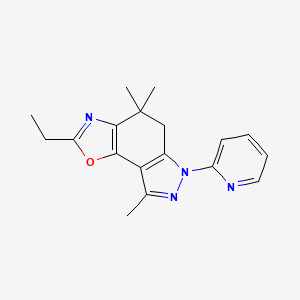 molecular formula C18H20N4O B8142324 2-ethyl-4,4,8-trimethyl-6-pyridin-2-yl-5H-pyrazolo[3,4-g][1,3]benzoxazole 