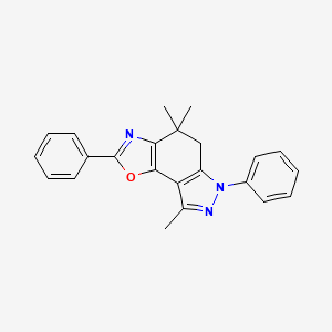 molecular formula C23H21N3O B8142349 4,4,8-trimethyl-2,6-diphenyl-5H-pyrazolo[3,4-g][1,3]benzoxazole 