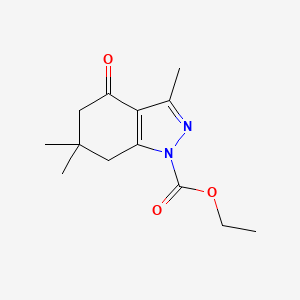 molecular formula C13H18N2O3 B8142373 Ethyl 3,6,6-trimethyl-4-oxo-5,7-dihydroindazole-1-carboxylate 