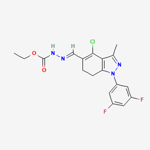 molecular formula C18H17ClF2N4O2 B8142399 ethyl N-[(E)-[4-chloro-1-(3,5-difluorophenyl)-3-methyl-6,7-dihydroindazol-5-yl]methylideneamino]carbamate 