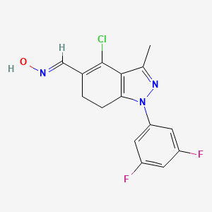 molecular formula C15H12ClF2N3O B8142408 (NE)-N-[[4-chloro-1-(3,5-difluorophenyl)-3-methyl-6,7-dihydroindazol-5-yl]methylidene]hydroxylamine 