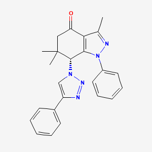 molecular formula C24H23N5O B8142413 1-Phenyl-3,6,6-trimethyl-7beta-(4-phenyl-1H-1,2,3-triazole-1-yl)-6,7-dihydro-1H-indazole-4(5H)-one 